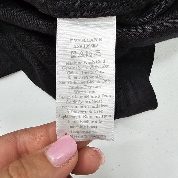 Everlane The Smocked Linen Shift Dress Womens Size Medium Black Sleeveless Flowy - Picture 10 of 16